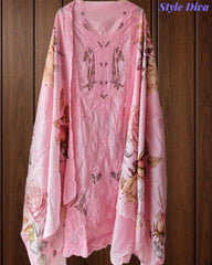 Pakistani Style Mul Chanderi Cut Work Embroidered Un-Stitched Suit with Digital Print Dupatta