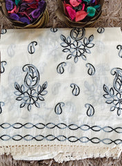 Pure Cotton Unstitched Suit with Kashmiri Aari Embroidery and Lacing Detail