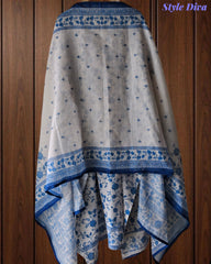Linen Digital Print Unstitched Suit with Highlight Embroidery and Linen Dupatta