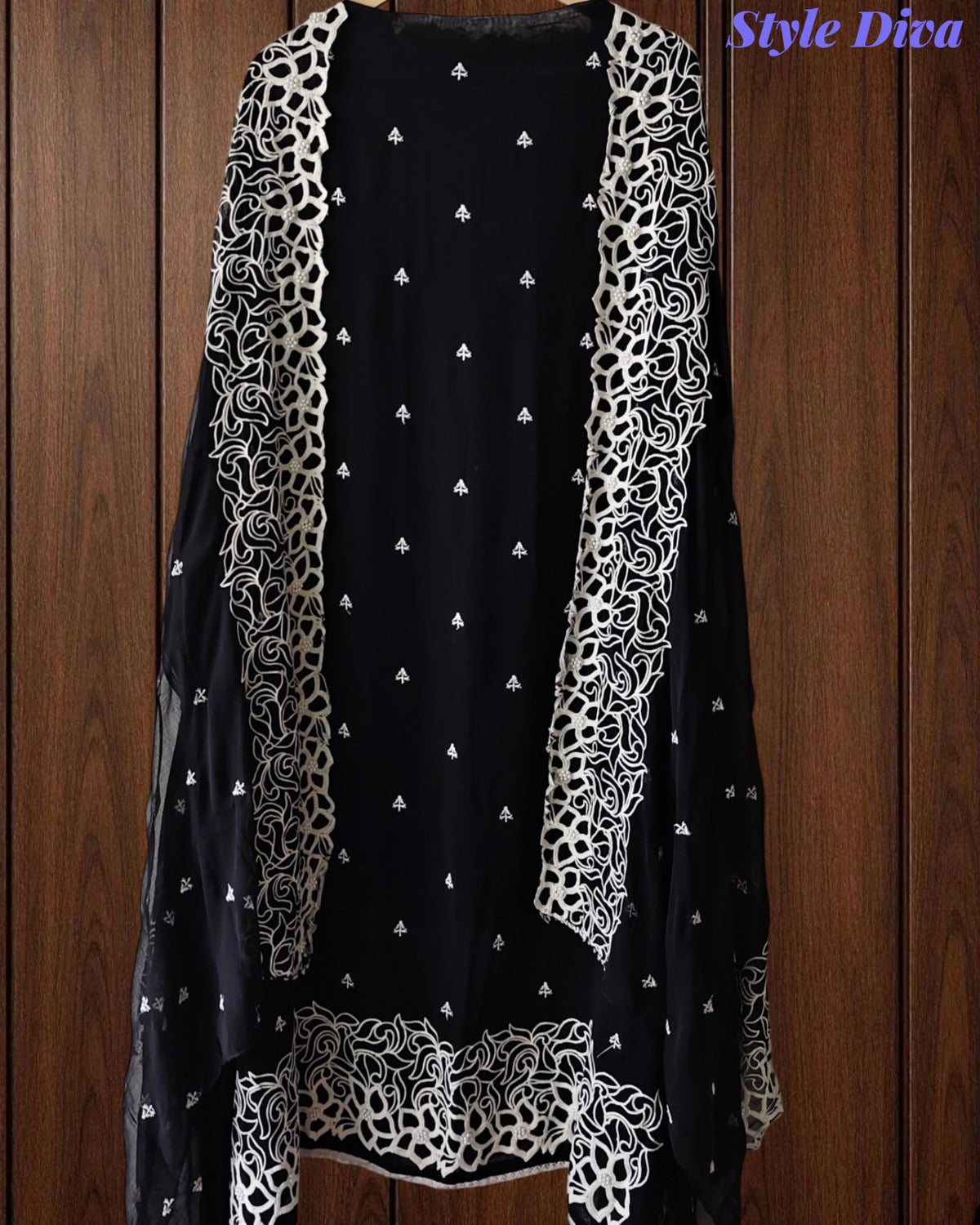 Georgette Embroidery Un Stitched Suit with Chiffon Dupatta & Pearl Highlighting