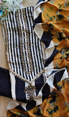 Muslin Mirror Work Semi-Stitched Suit with Digital Print Dupatta