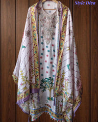 LIGHT PINK-Muslin Digital Print Semi-Stitched Suit with Pearl and Zari Work Patch Dupatta