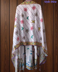 LIGHT PINK-Muslin Digital Print Semi-Stitched Suit with Pearl and Zari Work Patch Dupatta