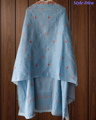 Mul Chanderi Lucknowi Work Un-Stitched Suit with Matching Dupatta (3 Pc Set)