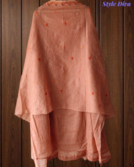 Mul Chanderi Lucknowi Work Un-Stitched Suit with Matching Dupatta (3 Pc Set)