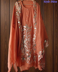 Soft Mul Chanderi Gotta Work Un Stitched Suit with Matching Dupatta