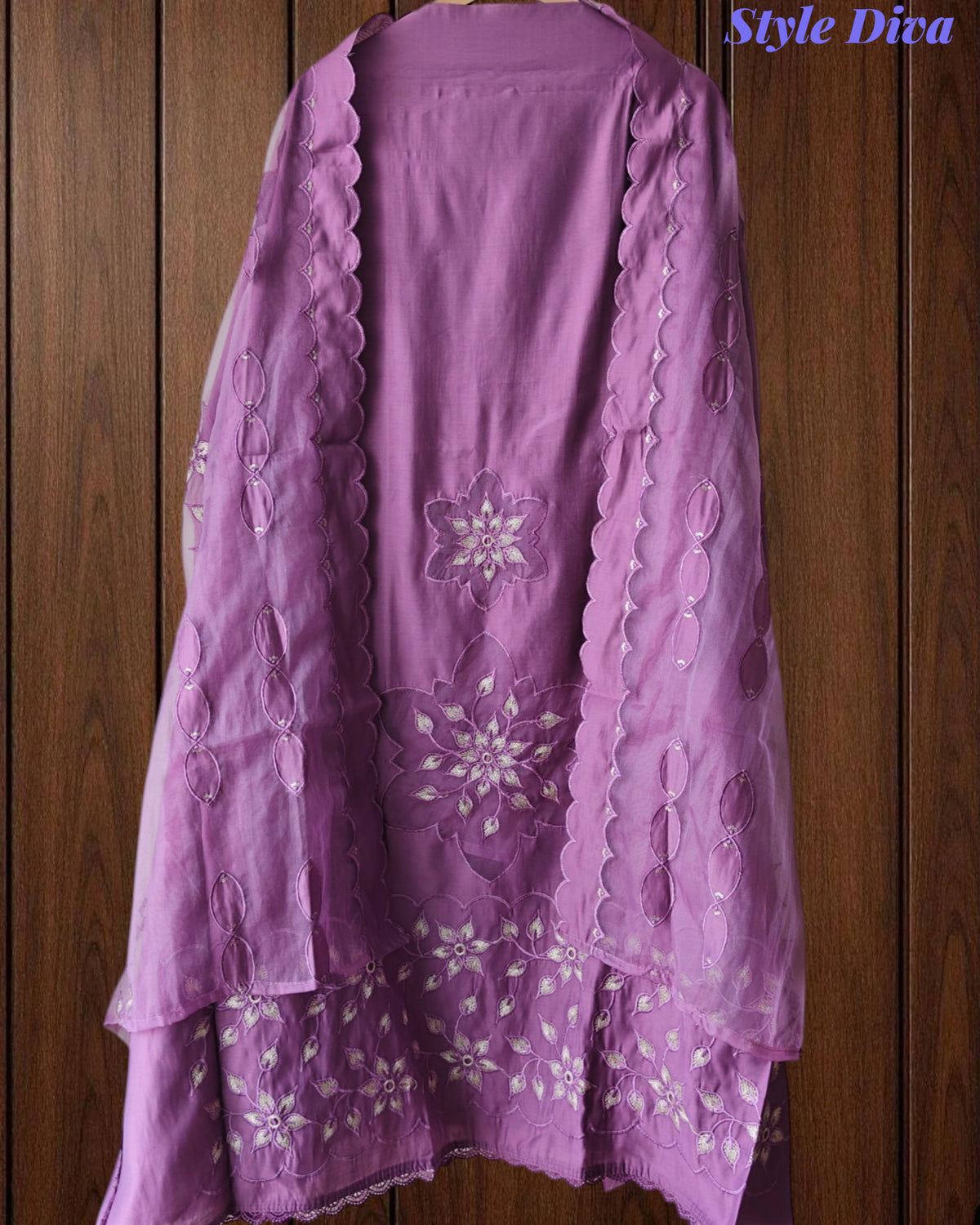 Modal Laser Cut Appliqué Work Unstitched Suit with Organza Dupatta