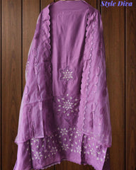 Modal Laser Cut Appliqué Work Unstitched Suit with Organza Dupatta