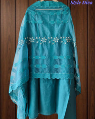 Modal Laser Cut Appliqué Work Unstitched Suit with Organza Dupatta