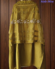 Modal Laser Cut Appliqué Work Unstitched Suit with Organza Dupatta