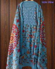 Pure Mul Cotton Chikankari Work Un-Stitched Suit with Digital Print Dupatta