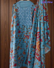 Pure Mul Cotton Chikankari Work Un-Stitched Suit with Digital Print Dupatta