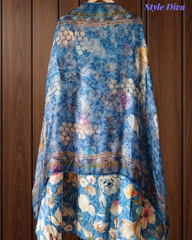 Pure Cotton Printed Un-Stitched Suit with Chiffon Digital Print Dupatta & Crochet Lacing