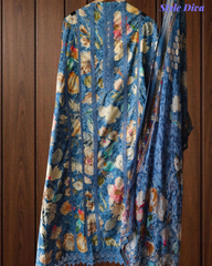 Pure Cotton Printed Un-Stitched Suit with Chiffon Digital Print Dupatta & Crochet Lacing