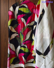 Cotton Faux Mirror Work Unstitched Suit with Gotta Work Dupatta