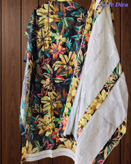 Cotton Faux Mirror Work Unstitched Suit with Gotta Work Dupatta