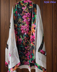 Cotton Faux Mirror Work Unstitched Suit with Gotta Work Dupatta