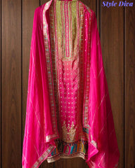 Crepe Digital Print Gotta Work Unstitched Suit with Chiffon Dupatta