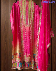 Crepe Digital Print Gotta Work Unstitched Suit with Chiffon Dupatta