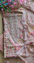 Pure Cotton Digital Print Unstitched Suit with Zari Patch Work & Chiffon Dupatta