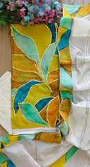 Cotton Faux Mirror Work Unstitched Suit with Gotta Work Dupatta