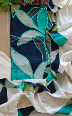 Cotton Faux Mirror Work Unstitched Suit with Gotta Work Dupatta