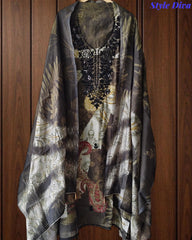 Muslin Digital Print Cut Dana & Sequin Work Un-Stitched Suit with Muslin Dupatta