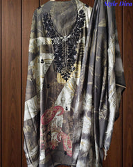 Muslin Digital Print Cut Dana & Sequin Work Un-Stitched Suit with Muslin Dupatta