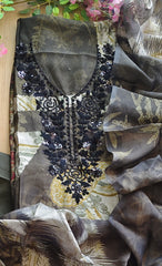 Muslin Digital Print Cut Dana & Sequin Work Un-Stitched Suit with Muslin Dupatta