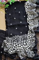 Georgette Embroidery Un Stitched Suit with Chiffon Dupatta & Pearl Highlighting