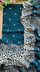 Georgette Embroidery Un Stitched Suit with Chiffon Dupatta & Pearl Highlighting