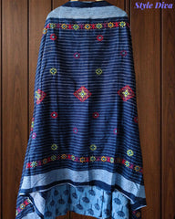 Pure Cotton Printed Embroidery Un-Stitched Suit with Mul Cotton Dupatta & Tassels