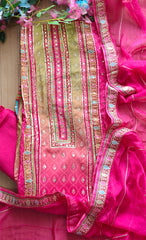 Crepe Digital Print Gotta Work Unstitched Suit with Chiffon Dupatta