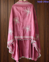 Modal 3D Embroidery Unstitched Suit with Sequin Highlighting & Tassel Detailing
