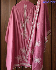 Modal 3D Embroidery Unstitched Suit with Sequin Highlighting & Tassel Detailing