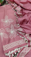 Modal 3D Embroidery Unstitched Suit with Sequin Highlighting & Tassel Detailing