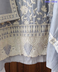 Premium Mul Cotton Parsi Embroidery Unstitched Suit with Intricate Pearl Work