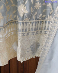 Premium Mul Cotton Parsi Embroidery Unstitched Suit with Intricate Pearl Work