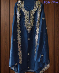 Mul Cotton Pita & Mukesh Work Unstitched Suit with Elegant Dupatta
