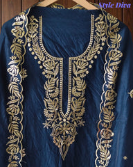 Mul Cotton Pita & Mukesh Work Unstitched Suit with Elegant Dupatta