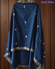 Mul Cotton Pita & Mukesh Work Unstitched Suit with Elegant Dupatta