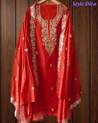 Mul Cotton Pita & Mukesh Work Unstitched Suit with Elegant Dupatta