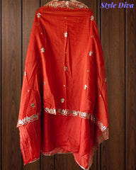 Mul Cotton Pita & Mukesh Work Unstitched Suit with Elegant Dupatta