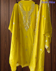 Mul Cotton Pita & Mukesh Work Unstitched Suit with Elegant Dupatta