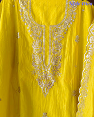 Mul Cotton Pita & Mukesh Work Unstitched Suit with Elegant Dupatta