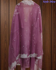Crinkle Georgette Embroidered Unstitched Suit with Embroidered Dupatta
