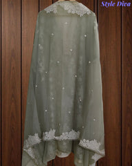 Crinkle Georgette Embroidered Unstitched Suit with Embroidered Dupatta
