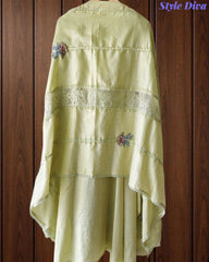 Cotton Khadi Pakistani Style Semi-Stitched Suit with Crochet Lacing & Faux Mirror Work