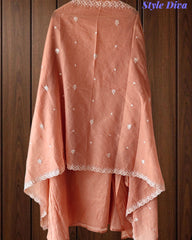 Mul Cotton Embroidered Faux Mirror Highlighted Unstitched Suit with Dupatta