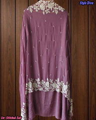 Premium Georgette Embroidered Unstitched Suit with Scalloped Dupatta